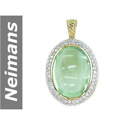 14.50 ct Green Amethyst & Diamond Pendant 14kt Gold
