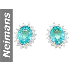 3.00 ct Apatite & Diamond Earrings 14kt Gold