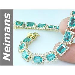 19.68 ct Apatite & White Sapphire Bracelet 14kt Gold