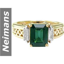3.05 ct Green Tourmaline & Diamond Ring 14kt Gold