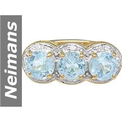 2.50 ct Aquamarine & Diamond Ring 14kt Gold