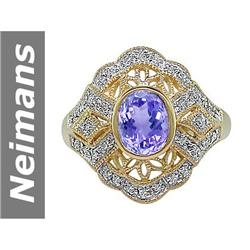 1.41.00 ct Tanzanite & Diamond Ring 14kt Gold