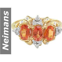 1.91 ct Orange Sapphire & Diamond Ring 14kt Gold