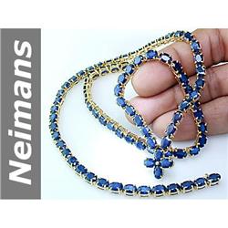 ANTIQUE DECO 56.00 ct Sapphire Necklace 14kt Gold