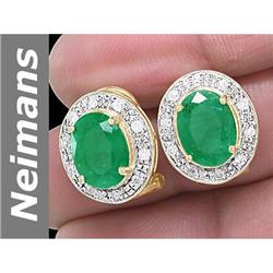 5.50 ct Emerald & Diamond Earrings 14kt Gold
