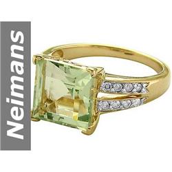 4.75 ct Green Amethyst & Diamond Ring 14kt Gold