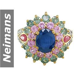 Magnificent 7.75 ct Multi-Color Ring 14kt Gold