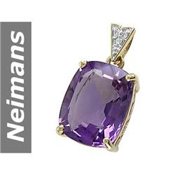 7.75 ct Amethyst & Diamond Pendant 14kt Gold