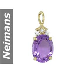 3.75 ct Amethyst & Diamond Pendant 14kt Gold