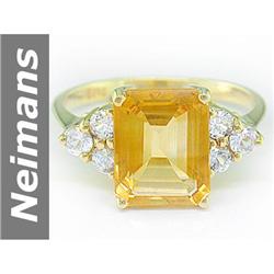 Hot 3.75 ct Citrine & White Sapphire Ring 14kt Gold