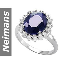6.45 ct Sapphire & Diamond Ring 14kt Gold New