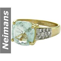 4.25 ct Aquamarine & White Sapphire Ring 14kt Gold