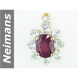 Certified 4.75 ct Ruby & White Sapphire Pendant 14kt Gold