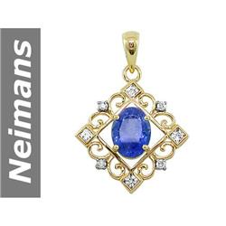 3.75 ct Tanzanite, White Sapphire & Diamond Pendant 14kt Gold