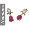 Image 1 : 3.08 ct Ruby & Diamond Earrings 14kt Gold