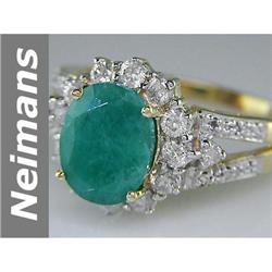 Stunning 3.38 ct Emerald & Diamond Ring 14kt Gold
