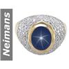 Image 1 : 5.75 ct Star Sapphire & Diamond Gents Ring 14kt Gold