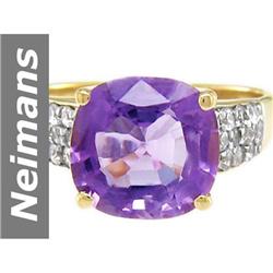 4.48 ct Amethyst & White Sapphire Ring 14kt Gold