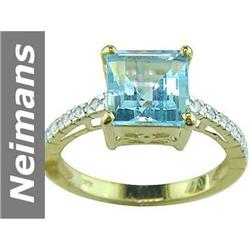 2.64 ct Light Swiss Blue Topaz & Diamond Ring 14kt Gold