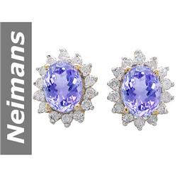 5.14 ct Tanzanite & Diamond Earrings 14kt Gold