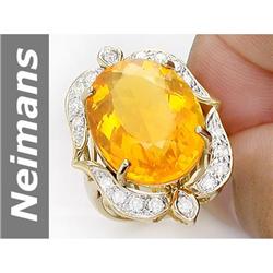 12.39 ct Fire Opal & Diamond Ring 14kt Gold