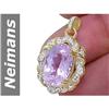 Image 1 : 9.10 ct Pink Kunzite & Diamond Pendant 14kt Gold