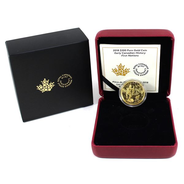 2018 Canada $200 Early Canadian History-First Nations Fine Gold. Low Mintage of Only 1000! (Tax Exem