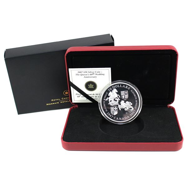 2007 Canada $50 The Queen's 60th Wedding Anniversary Fine Silver. Mintage of 4000! (Tax Exempt)