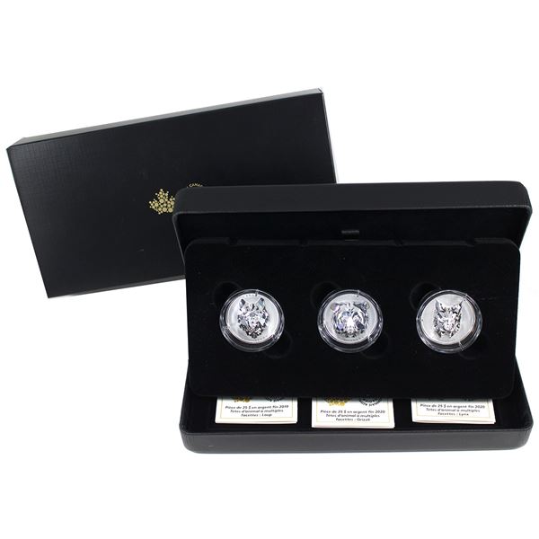 2019 Canada $25 Multifaceted Animal Head Series 3-Piece Set of Fine Silver Coins (Tax Exempt)