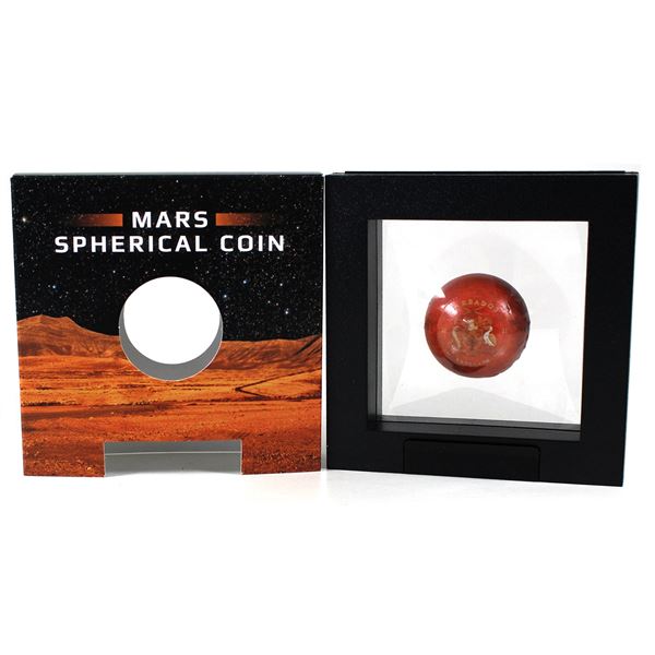 2021 Barbados $5 Mars Spherical Coin Fine Silver w/ Antique Finish & Red Colour Spray (Tax Exempt)