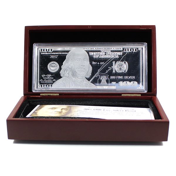 2017 GovMint.com $100 USA Banknote 4oz .999 Silver Proof. Low Certificate Number! 54/5000 (Tax Exemp