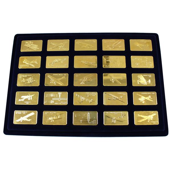 *Franklin Mint 56-piece Jane's Medallic Register-World's Great Aircraft Gold on Bronze Proof Set