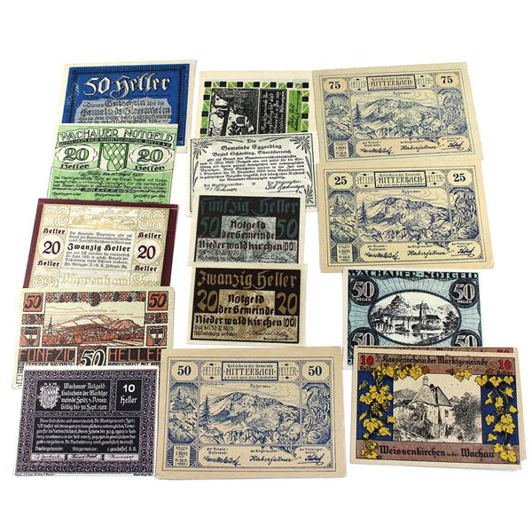 Notgeld Germany Notes from 1920, All Unique. 15pcs