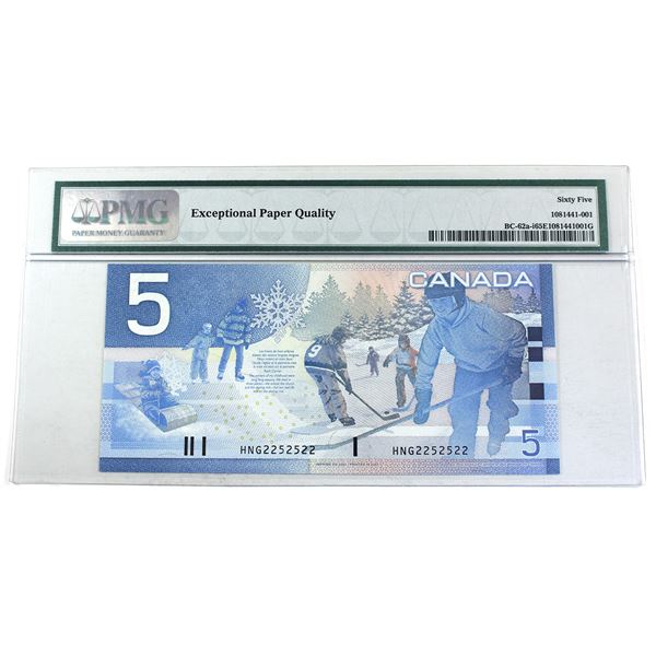 BC-62a-i 2003 Canada $5, Knight-Dodge, 2 Digit RADAR HNG2252522, PMG Certified GUNC-65 EPQ.