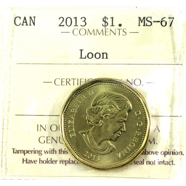 2013 Canada Loon $1 ICCS Certified MS-67