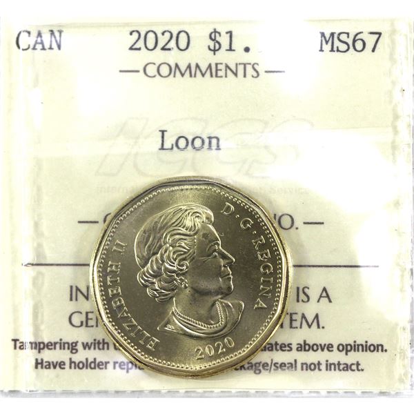 2020 Canada Loon $1 ICCS Certified MS-67