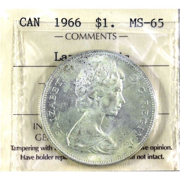 1966 LrgBds Canada Silver $1 ICCS Certified MS-65