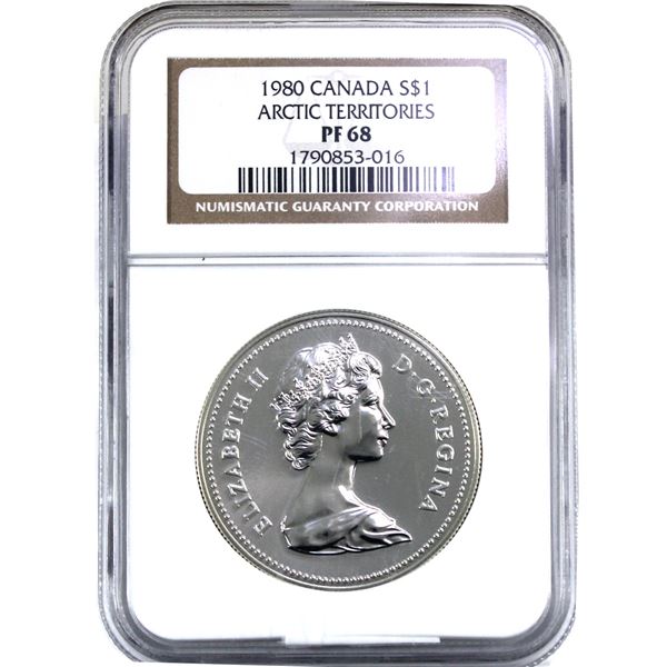 1980 Arctic Territories Canada Silver $1 NGC Certified PF-68