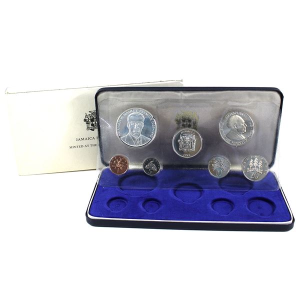 1971 Jamaica 7-coin Proof Set. Includes 1 Sterling Silver Coin!