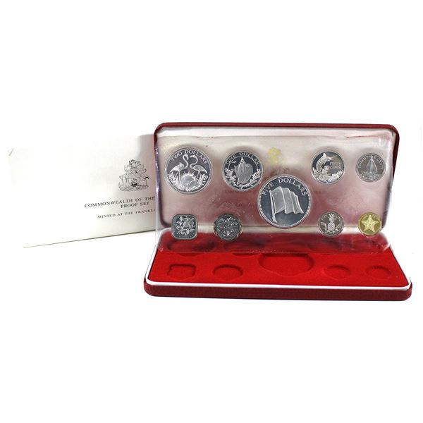 1974 Commonwealth of the Bahamas 9-coin Proof Set. Includes 3x Sterling Silver Coins!
