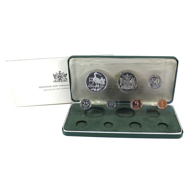 1971 Trinidad & Tobago 7-coin Proof Set. Includes 1 Sterling Silver Coin!