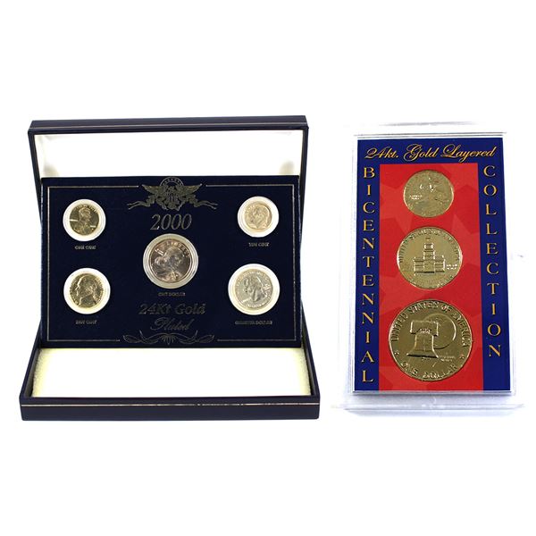 Lot of 2x 1976-2000 USA 24k Gold-Plated Collector Sets. 2pcs.