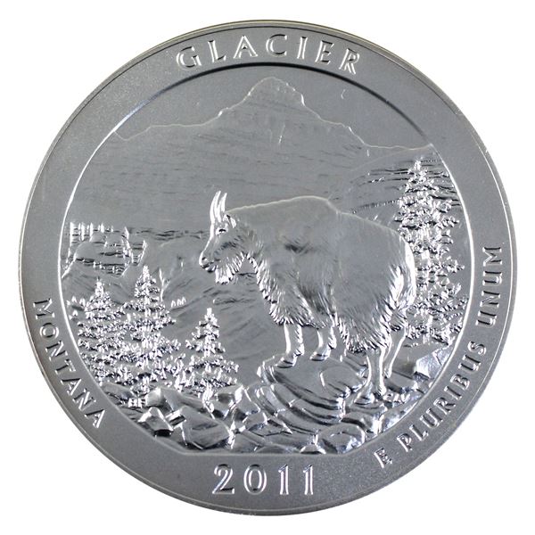 2011-P USA 25-cent Glacier National Park Montana 5oz Fine Silver Coin (Tax Exempt)