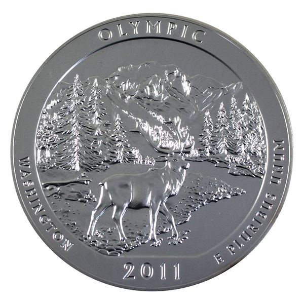 2011-P USA 25-cent Olympic National Park Washington 5oz Fine Silver Coin (Tax Exempt)