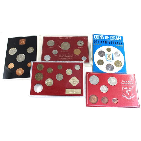 5x 1968-1976 World Coin Sets. Incl: Israel, Great Britain, Denmark, Russia, & Isle of Man! 5pcs