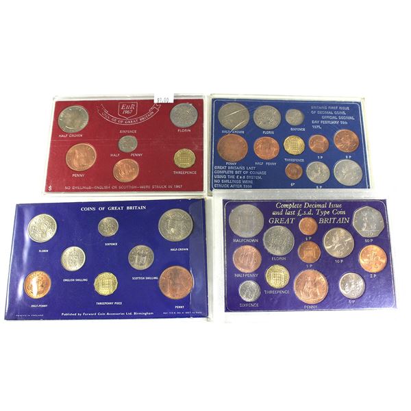 Lot of 4x 1964-1971 Great Britain Coin Sets. 4pcs.
