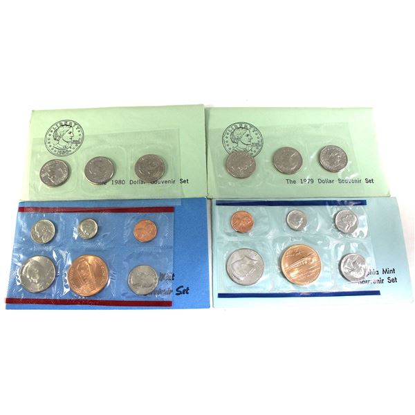 Lot of 4x 1979-1984 USA Souvenir Sets with Original Envelopes. 4pcs.