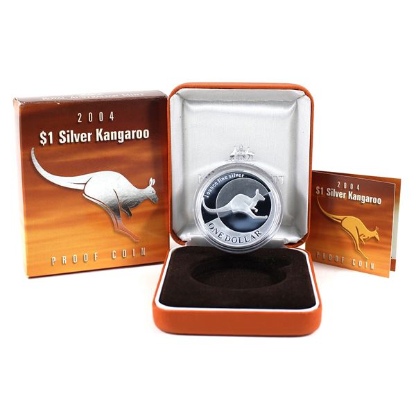 2004 Australia $1 Silver Kangaroo 1oz Fine Silver Proof (Tax Exempt)