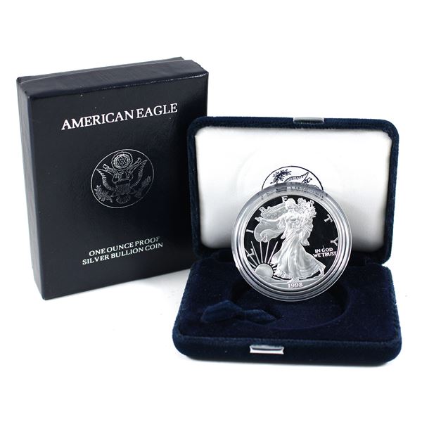 1998-P USA $1 Silver Eagle 1oz Fine Silver Proof. Includes all original packaging (Tax Exempt)