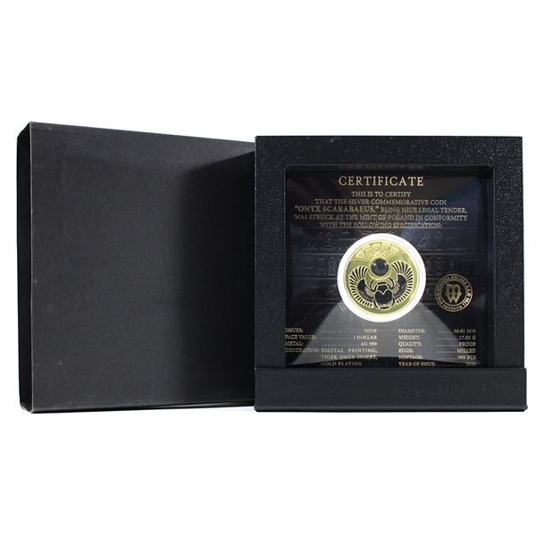 2020 Niue $1 Onyx Scarabaeus 1/2oz Fine Silver With Selective Colour & Gold Plating (Tax Exempt)